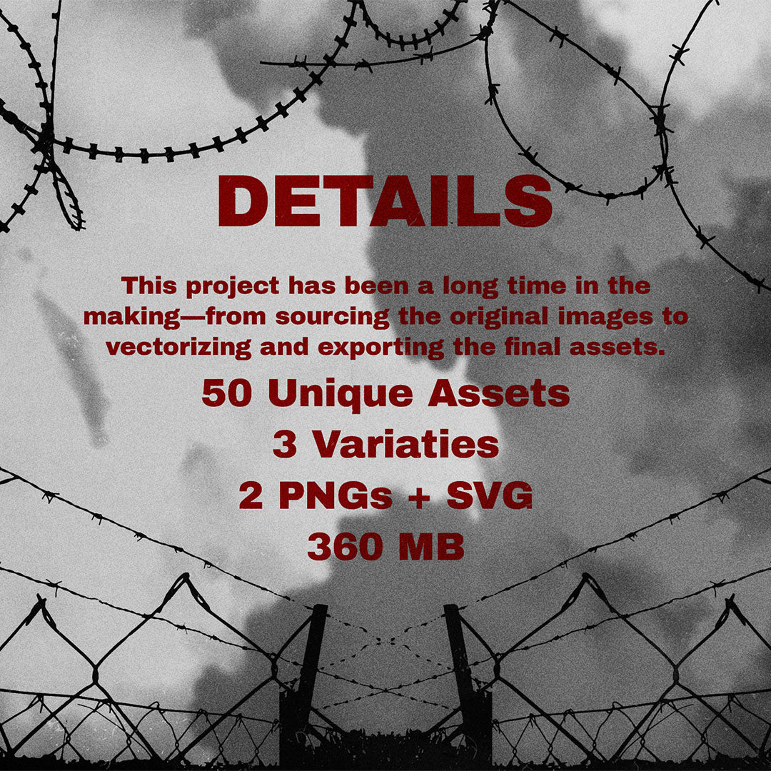 Barbed Wire Pack (50 Vectors + PNGs)