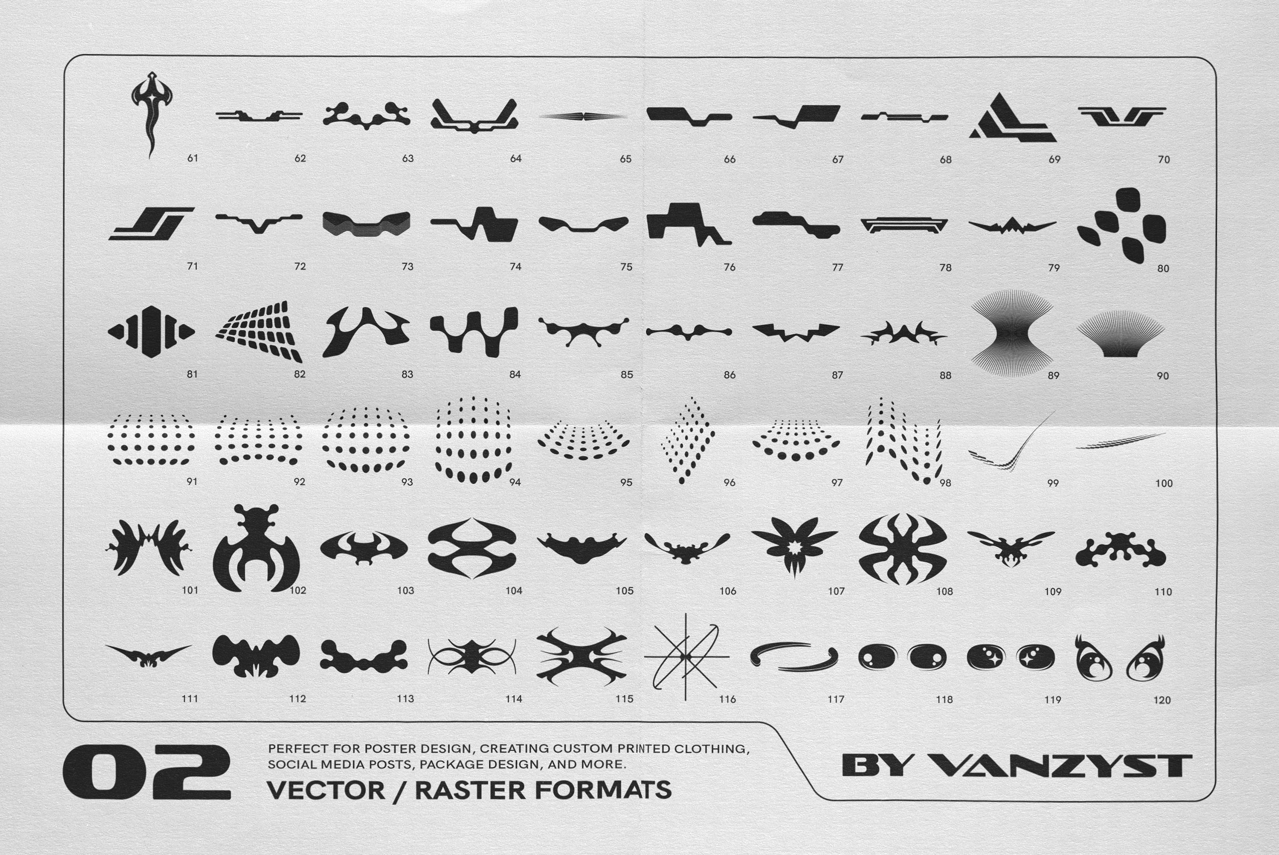 Y2K 327 Characters Halftones Shapes - secret-cache