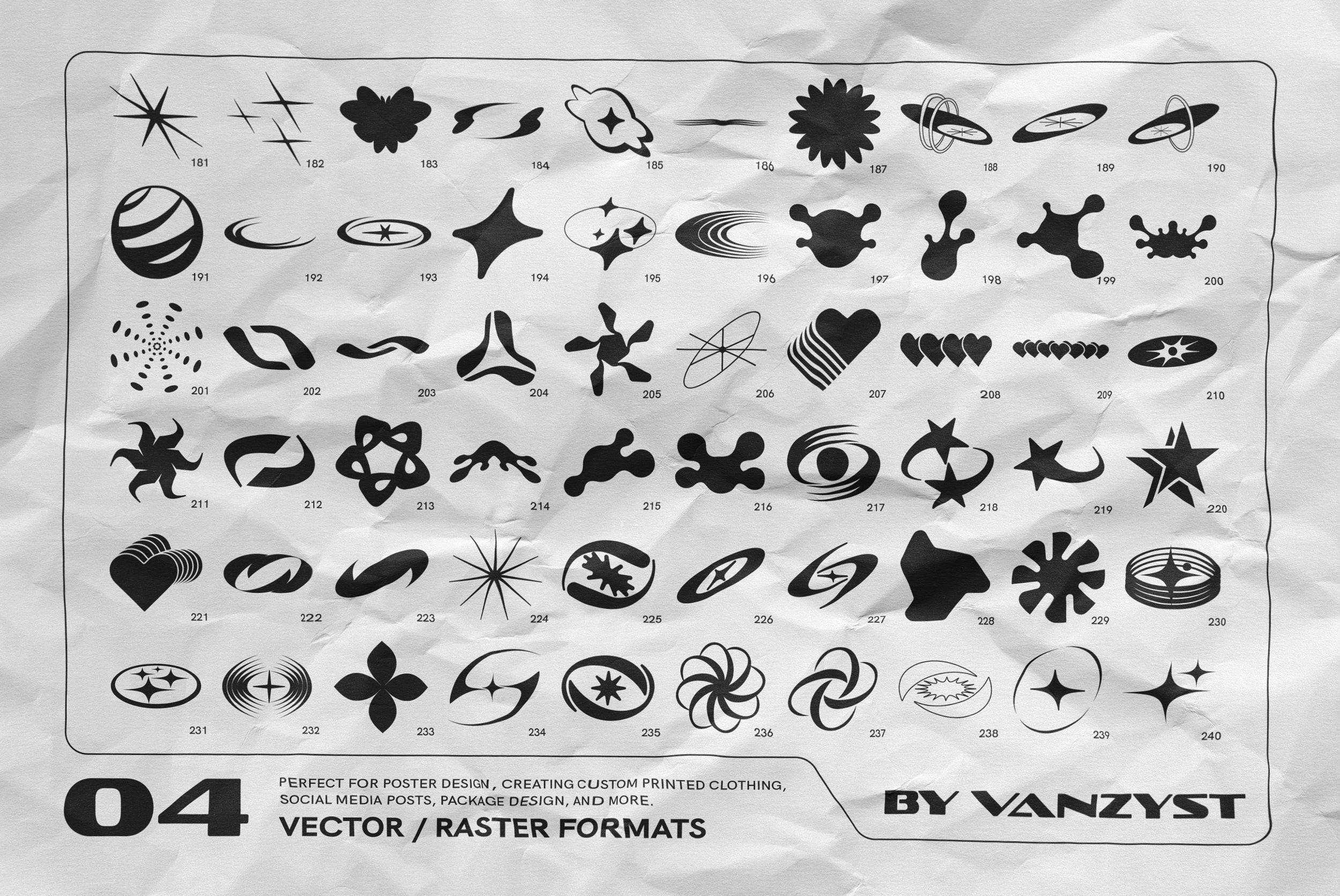 Y2K 327 Characters Halftones Shapes - secret-cache