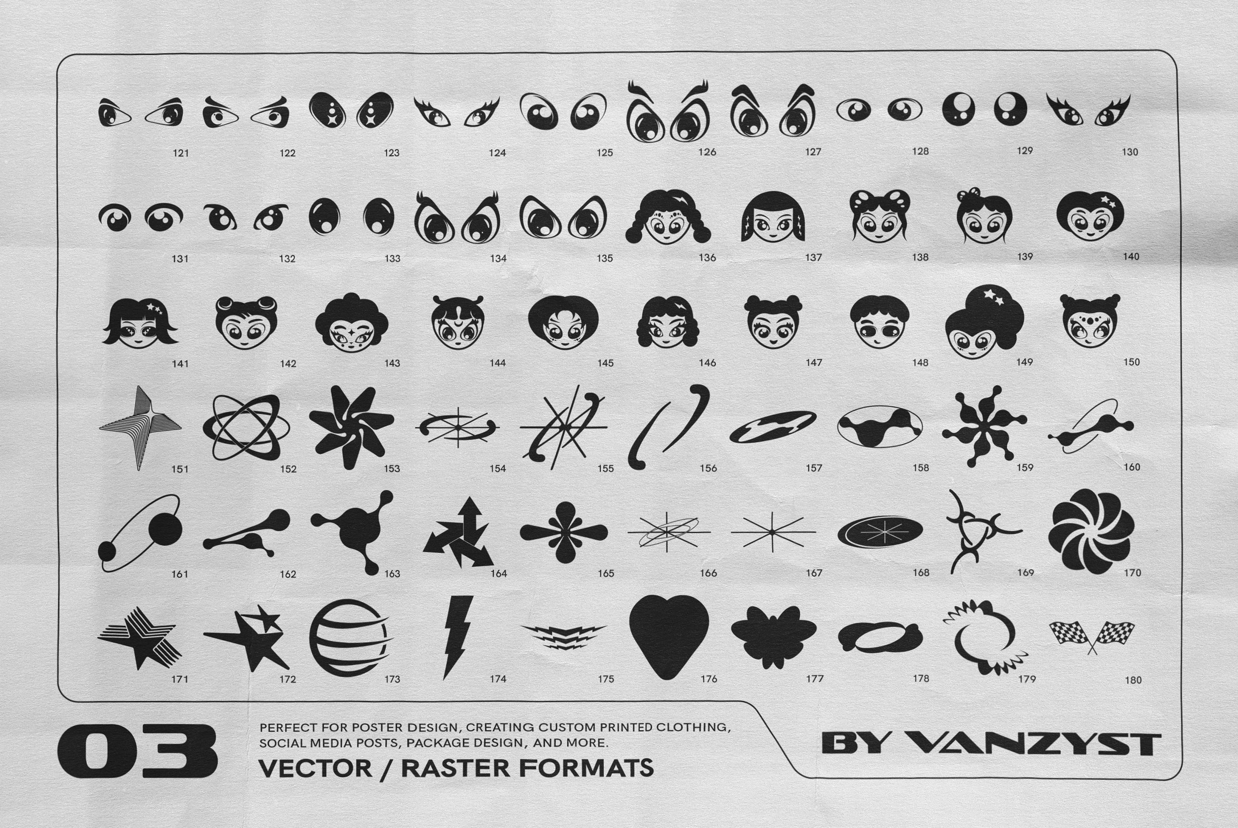 Y2K 327 Characters Halftones Shapes - secret-cache